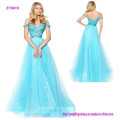 Beliebte Abendkleid Design off-Schulter Perlen A-Linie Prom Dress